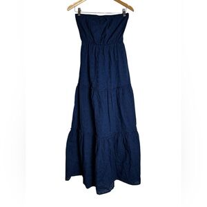 Old Navy Strapless Tiered Maxi Dress Eyelet Cottage Beach Boho Size Small